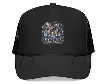 R&B Vintage Foam Trucker Hat, Stitched Mesh Back Snapback Cap