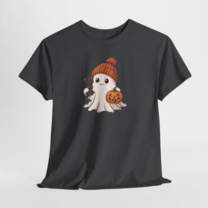 Cute Ghost Tee, Ghost Halloween T-Shirt, Halloween Cat Shirt, Halloween Pumpkin Tee, Gift For Halloween, Spooky Halloween Tee image 8