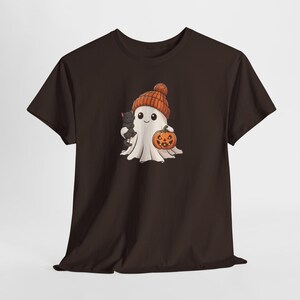 Cute Ghost Tee, Ghost Halloween T-Shirt, Halloween Cat Shirt, Halloween Pumpkin Tee, Gift For Halloween, Spooky Halloween Tee image 3