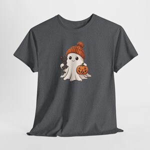 Cute Ghost Tee, Ghost Halloween T-Shirt, Halloween Cat Shirt, Halloween Pumpkin Tee, Gift For Halloween, Spooky Halloween Tee image 7