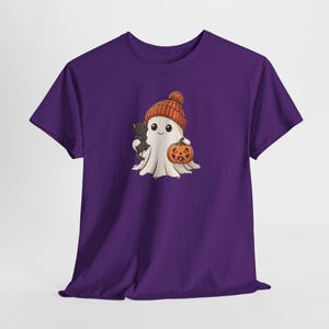Cute Ghost Tee, Ghost Halloween T-Shirt, Halloween Cat Shirt, Halloween Pumpkin Tee, Gift For Halloween, Spooky Halloween Tee image 5