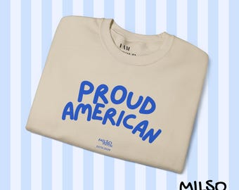 Proud American sweatshirt | Crewneck Pullover, USA patriotic design