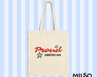 Proud American Tote | Cotton Canvas Patriotic Stars Tote Bag
