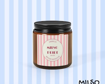 MILITARY WIVES CLUB Soy Candle | Amber Jar, Striped Pink Label