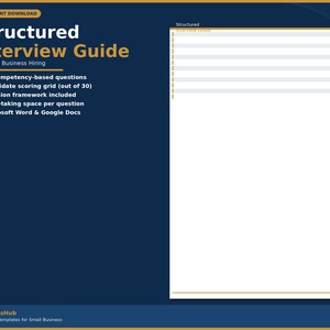 Structured Interview Guide for Small Business | Editable Word Doc | Interview Questions Template | HR Kit