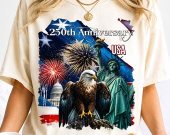 America 250 png, Patriotic eagle and liberty design, USA 250th anniversary graphic, Statue of liberty artwork, 1776-2026 celebration