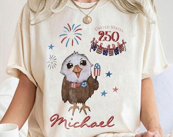 America 250 png, Personalized patriotic eagle design, Custom name independence shirt, 1776-2026 anniversary graphic, Fourth of July gift