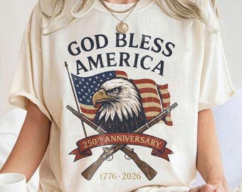 God Bless America Eagle, 250th Anniversary USA 1776-2026, Patriotic American Flag Sublimation, 4th of July PNG, Retro USA Clipart