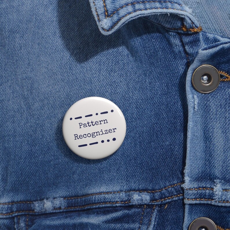 Pattern Recognizer Pin Button | Custom Enamel Badge, Morse Dot Dash Design image 2