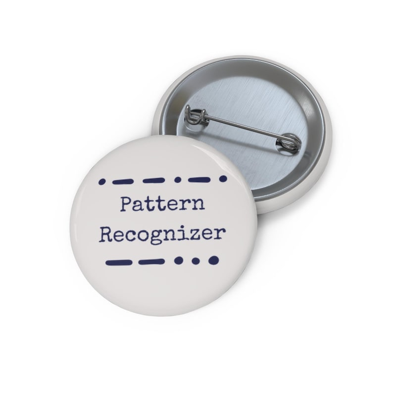 Pattern Recognizer Pin Button | Custom Enamel Badge, Morse Dot Dash Design image 1