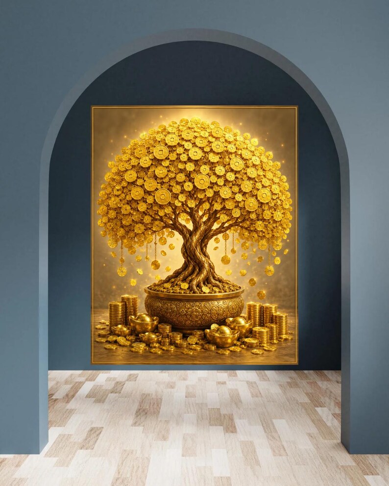 Money Tree Wall Art Gold Coin Prosperity Decor (digital Download)