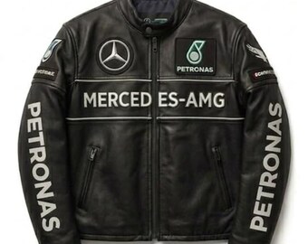 Kurtka motocyklowa skórzana Mercedes Ben-AMG, prawdziwa skóra bydlęca, kurtka motocyklowa