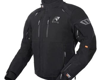 Jaqueta de motociclismo Rukka Ventu-R, preta, em tela, impermeável, para aventuras e turismo.