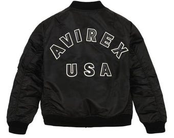 Męska kurtka bomberka Avirex Black Nylon - AVIREX USA Icon