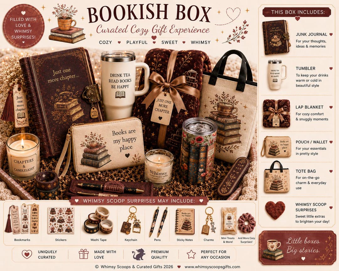 Bookish Themed Gift Box: Bookish Tumbler,bookish Notebook, Bookish Lap ...