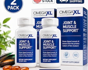 OmegaXL Joint Muscle Support 2 Pack 120 Count, Green Lipped Mussel Oil Soft Gels