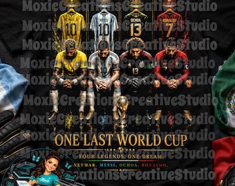 HALFTONE One Last World Cup Soccer Legends PNG | Brazil Argentina Mexico Portugal Inspired DTF Design |  World Cup 2026 Design