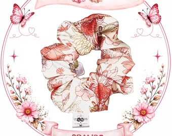 Coletero Grande Floof – Gasa floral, accesorio para el cabello hecho a mano