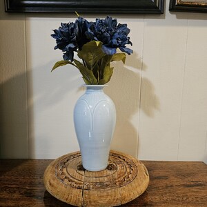Pale blue glaze studio pottery vase handmade artisan potters mark