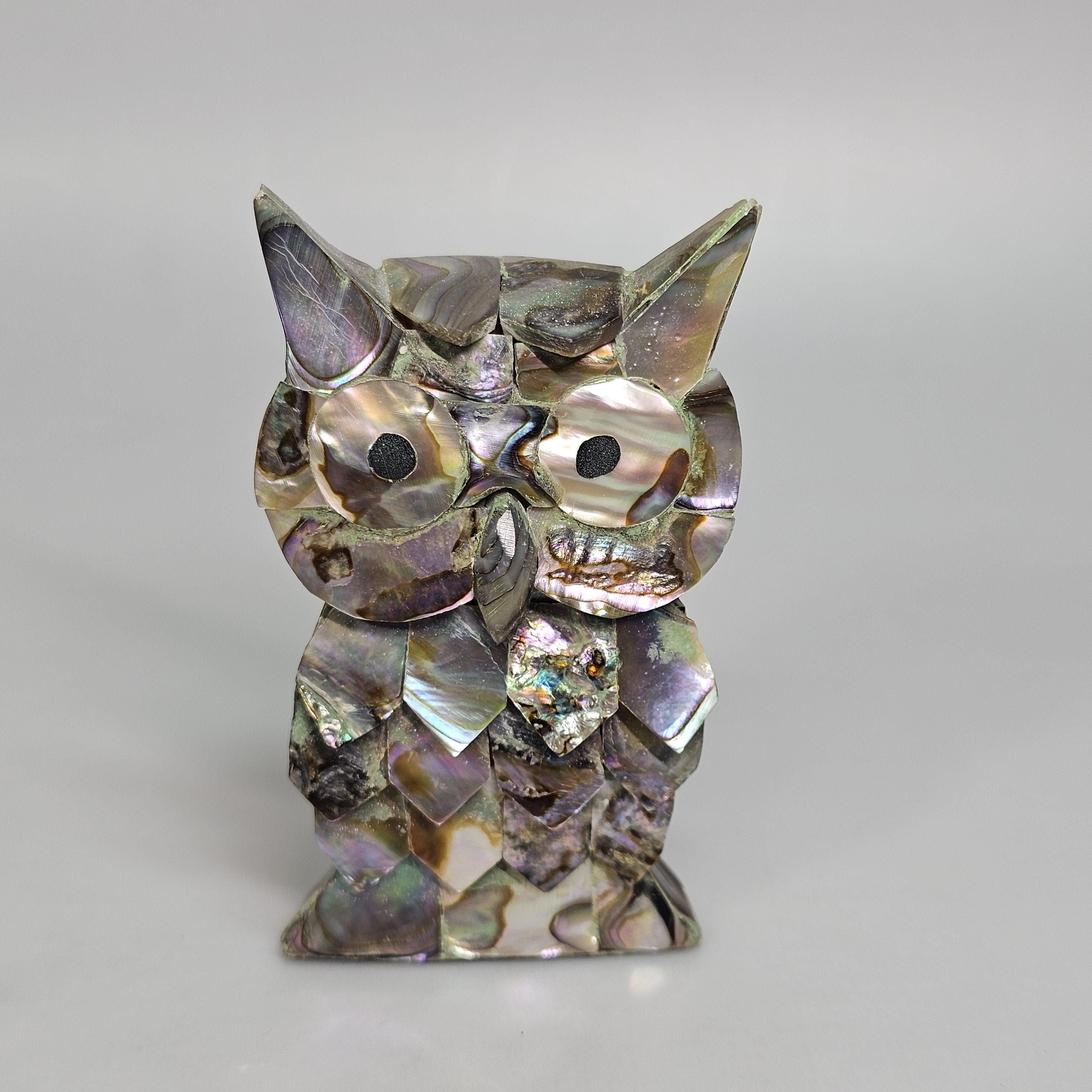 Abalone owl figurine shell mother of pearl