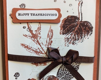 Handmade Falling Leaves Thanksgiving Card