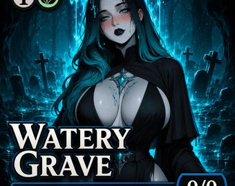 Watery Grave MTG Proxy | Gothic Anime Dimir Shock Land | Blue Black EDH Collectible Card