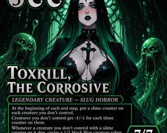 Toxrill Corrosive Custom MTG Proxy Card, Gothic Anime Art, Dimir Commander (Proxy)