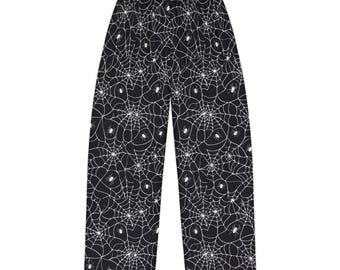 Spinnennetz Muster Pyjama Hose | Schwarzer Nachthimmel All-Over Print