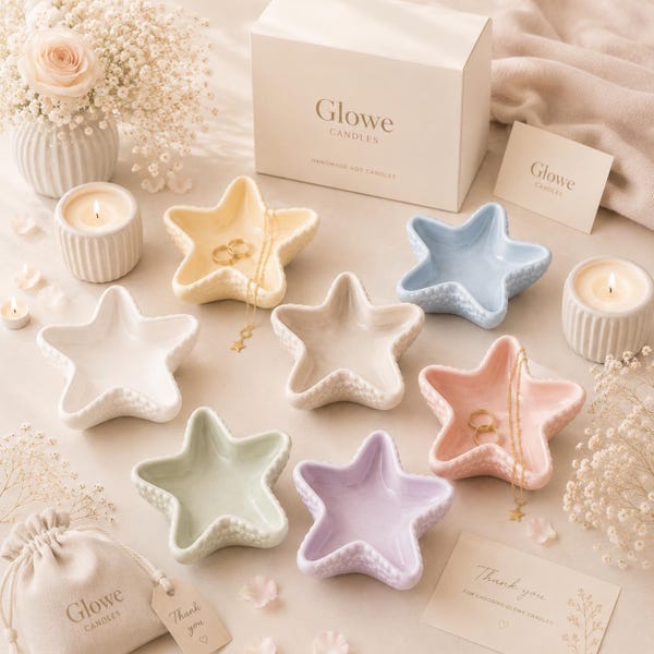 Starfish Ring Dish, Pastel Jesmonite Jewelry Tray, Coastal Trinket Bowl, Beach House Decor