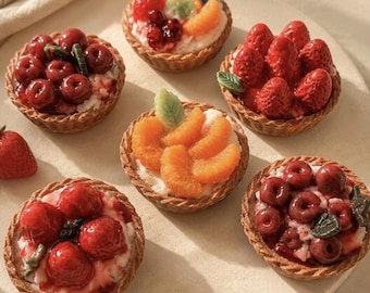 Handmade Realistic Fruit Tart Soy Candle, Mini Dessert Decor (8-10cm)
