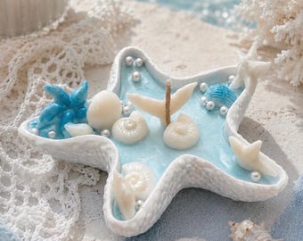 Starfish Soy Wax Candle with Stone Powder Base