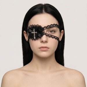 Gothic Lace Eye Patch | Black White Elegant Costume Accessory, Photo Prop