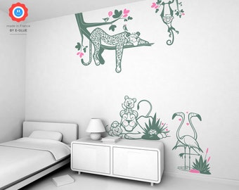 Jungle Animal Kids Wall Decals - 4 Large Safari Children Wall Stickers - Savanna Wall Decor for Kids Room and Baby Nursery