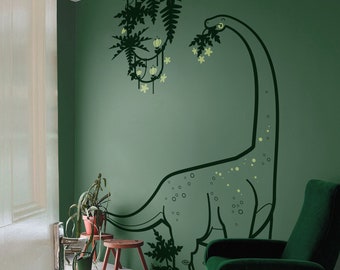 Dinosaur Wall Decals for Kids Room, Diplodocus and Liana wall decal, Large Boys Wall Stickers, Dinosaur wall sticker nursery, T rex decal