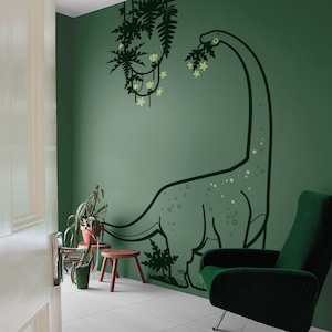 Dinosaur Wall Decals for Kids Room, Diplodocus and Liana wall decal, Large Boys Wall Stickers, Dinosaur wall sticker nursery, T rex decal