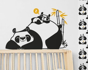 Cute Panda Wall Decal for Nursery - Panda Wall Decor - Large Wall Stickers for Baby or Kids Room