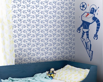 Soccer Wallpaper Mural - Blue, White and Red Football Wallpaper for Boys Bedroom