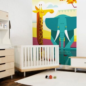 Papier Peint Enfant Savane Animaux De La Jungle Safari Etsy