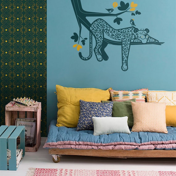 Sticker Leopard Chambre Enfant Deco Animaux De La Savane Etsy