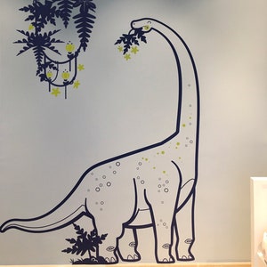 Dinosaur Wall Decals for Kids Room, Diplodocus and Liana wall decal, Large Boys Wall Stickers, Dinosaur wall sticker nursery, T rex decal image 2