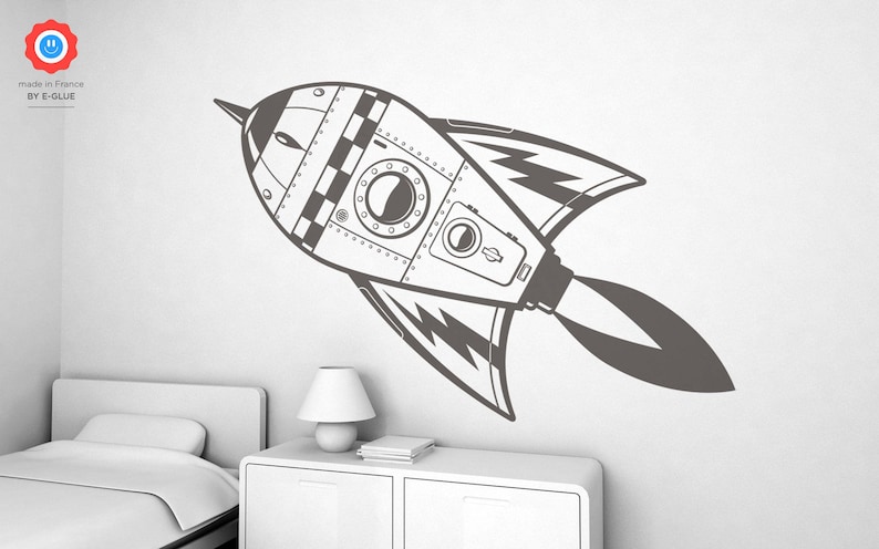 Wall Stickers for Kids Room Space Rocket Large Wall Decals for Boys Room image 1