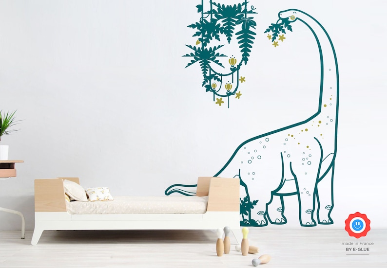 Dinosaur Wall Decals for Kids Room, Diplodocus and Liana wall decal, Large Boys Wall Stickers, Dinosaur wall sticker nursery, T rex decal image 3