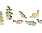 Wooden Dinosaur toy set for Kids (free shipping) - Jurassic World theme - Childrens toys or Decor Accessories for Kids Room