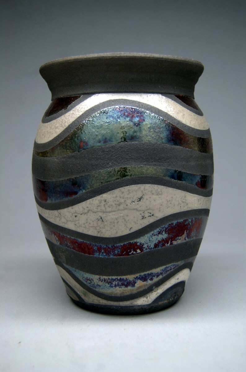 Cloudy Sky Handmade Raku Vase Pottery Gift Art Etsy