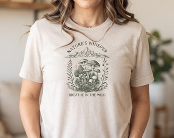 Vintage Nature's Whisper mushroom T-Shirt | Breathe in the Wild tee