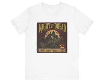 Night of Dread skeleton poster T-Shirt | Halloween horror tee