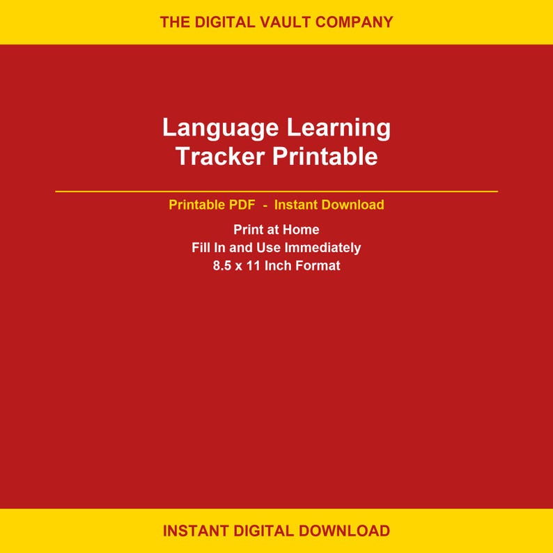 Language Learning Tracker Printable | Vocabulary Log PDF | Language ...