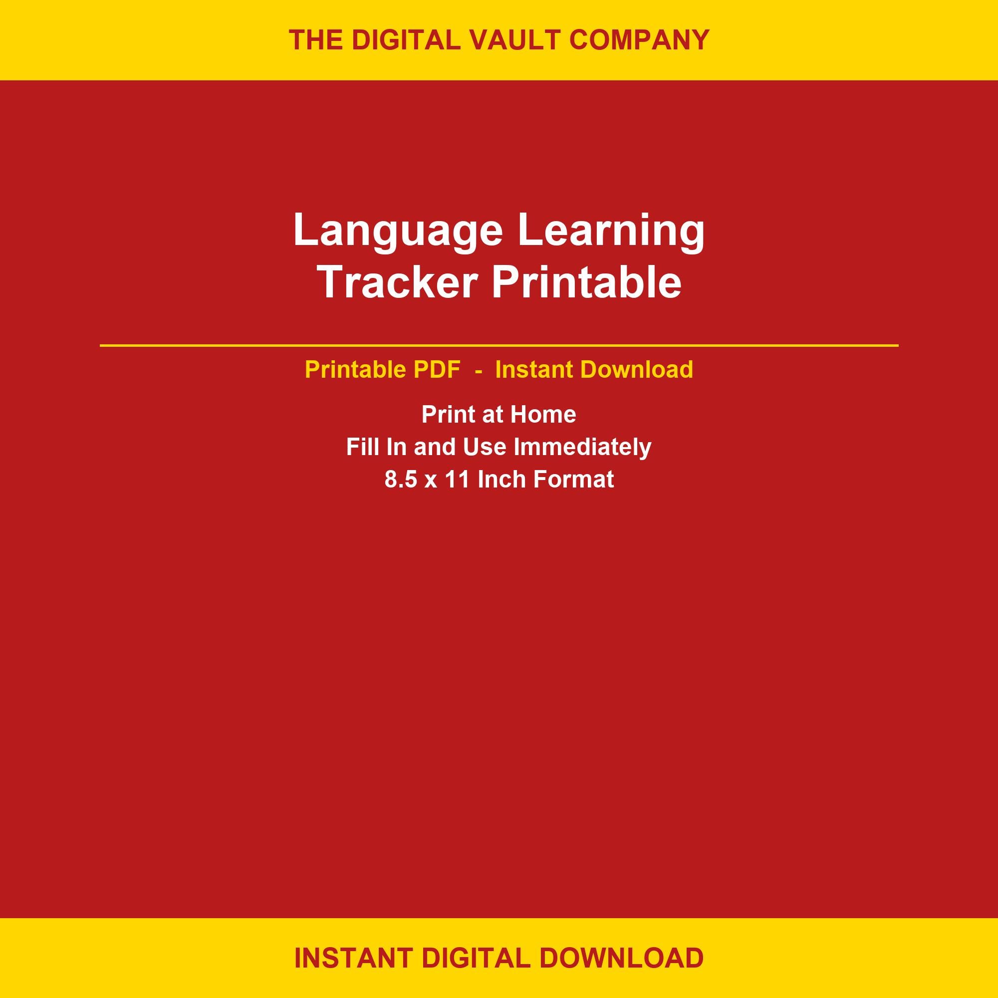 Language Learning Tracker Printable | Vocabulary Log PDF | Language ...