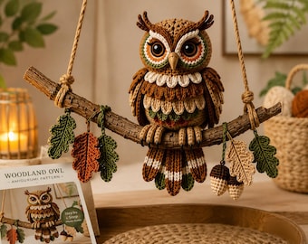 Woodland Owl Crochet Pattern, Amigurumi Tutorial, Forest Plush DIY (PDF Download)