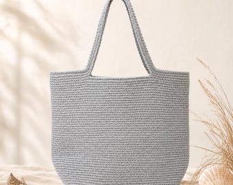 Crochet Tote Pattern, Square Bottom Market Bag, Summer Shoulder Bag (Digital Download)
